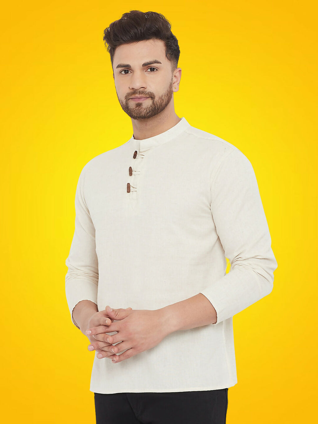 Even Apparels Men's Pure Cotton Cream Kurta