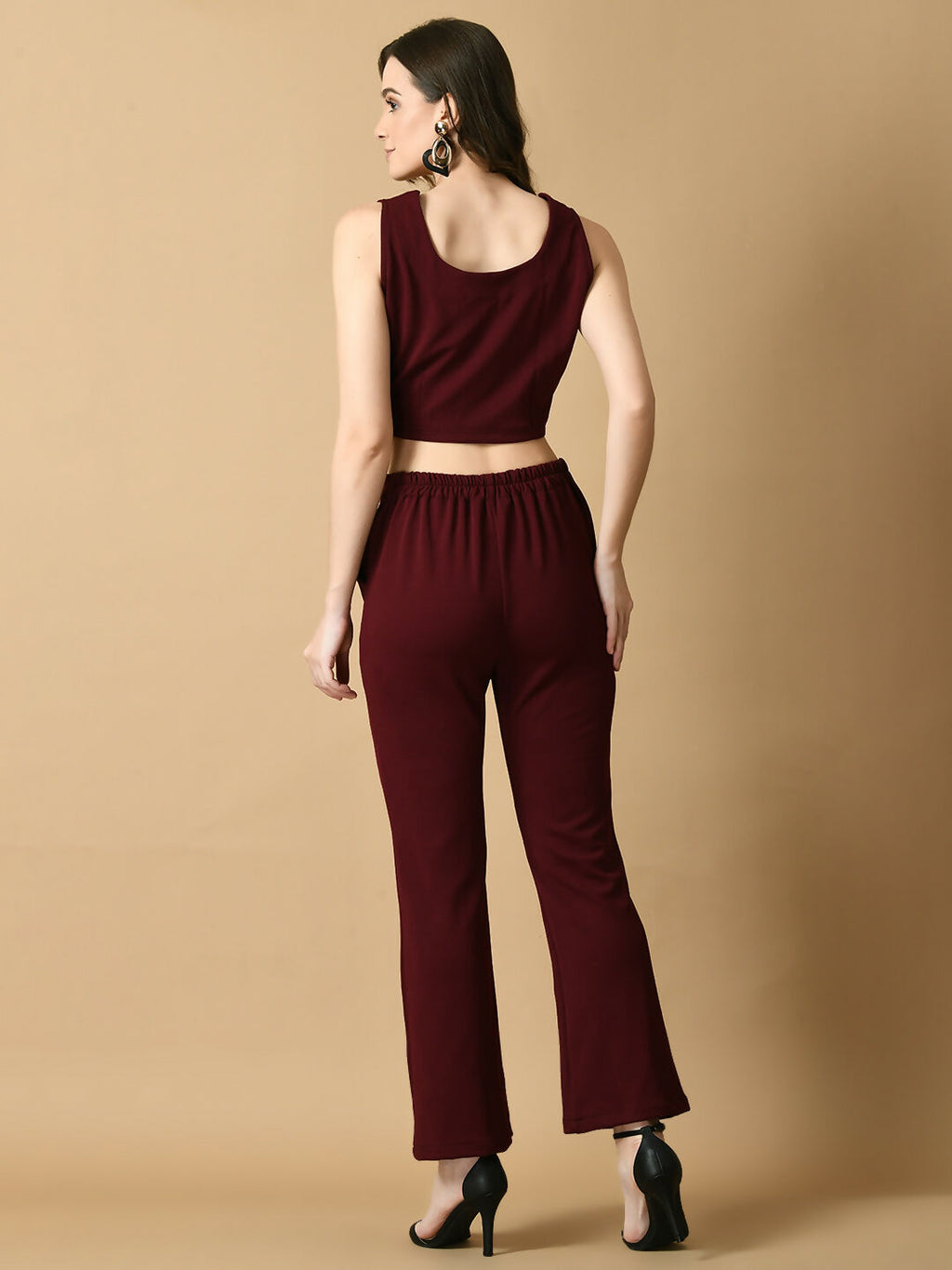 Myshka Women's Magenta Solid Top With Trousers