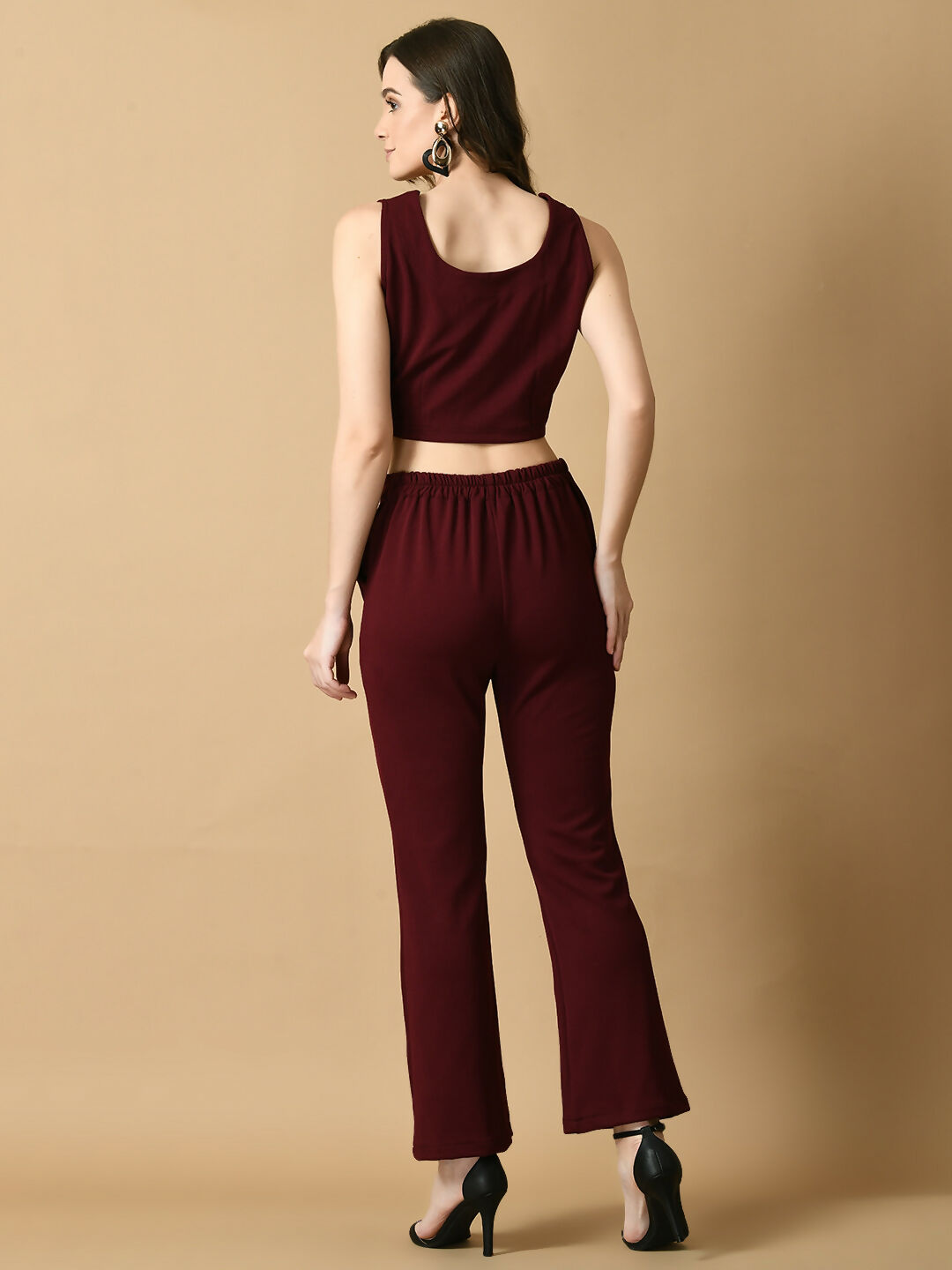 Myshka Women's Magenta Solid Top With Trousers