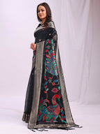 Shree Shyam Fashion Linen Cotton Black Saree - Distacart