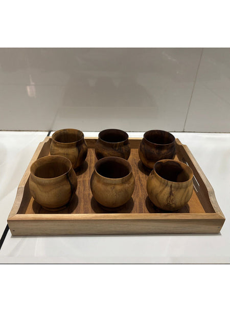 Wood estate Artistic Wooden Tea/Coffee Set-Natural Wooden Tea Drinking Cup Coffee Cup