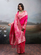 Shree Shyam Fashion Pink Silk Blend Saree - Distacart