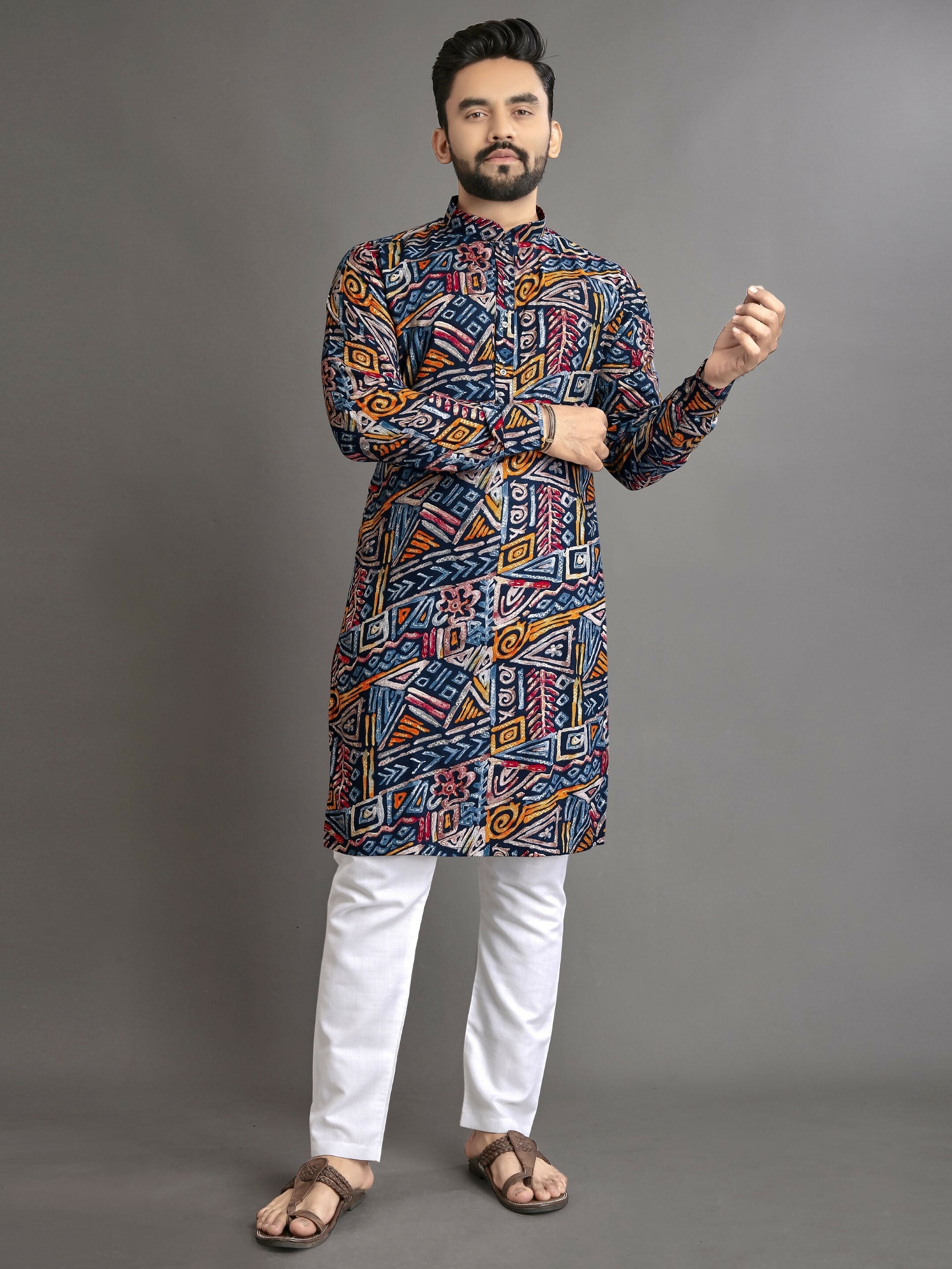 Anaita Multicolor Printed Cotton Straight Kurta
