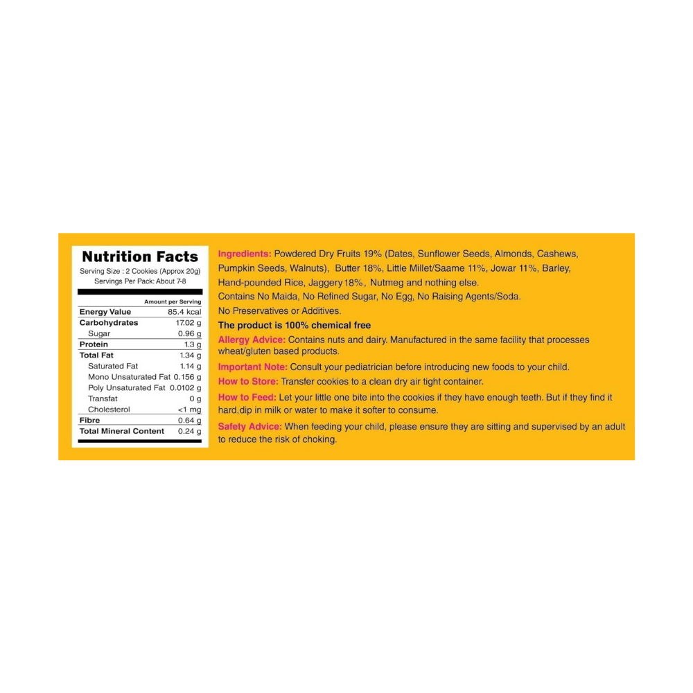 Early Foods Dry Fruit Jaggery Millet Cookies - Distacart