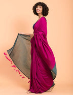 Suta Women Pink Teal Colourblocked Saree - Distacart
