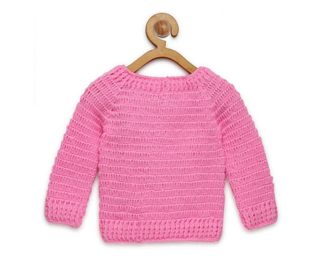 Chutput Kids Pingue Design Solid Pink Pullover Sweater
