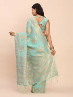 Shree Shyam Fashion Linen Cotton Sea Green Saree - Distacart