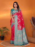 Joban Fashion Banarasi Red Woven Soft Silk Saree - Distacart