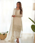 Joban Fashion White Kurta Set Silk Sequence Embroidery Work - Distacart