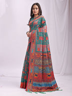 Shree Shyam Fashion Vastraloom Rama Green Linen Cotton Saree