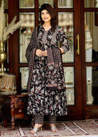 Miravan Women's Embroidered Multi Colour Anarkali Kurta With Palazzo And Dupatta