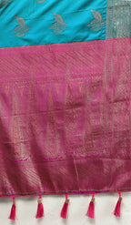 Lorenvalley Fashion Rama Soft Silk Woven Design Zari Weaving Saree