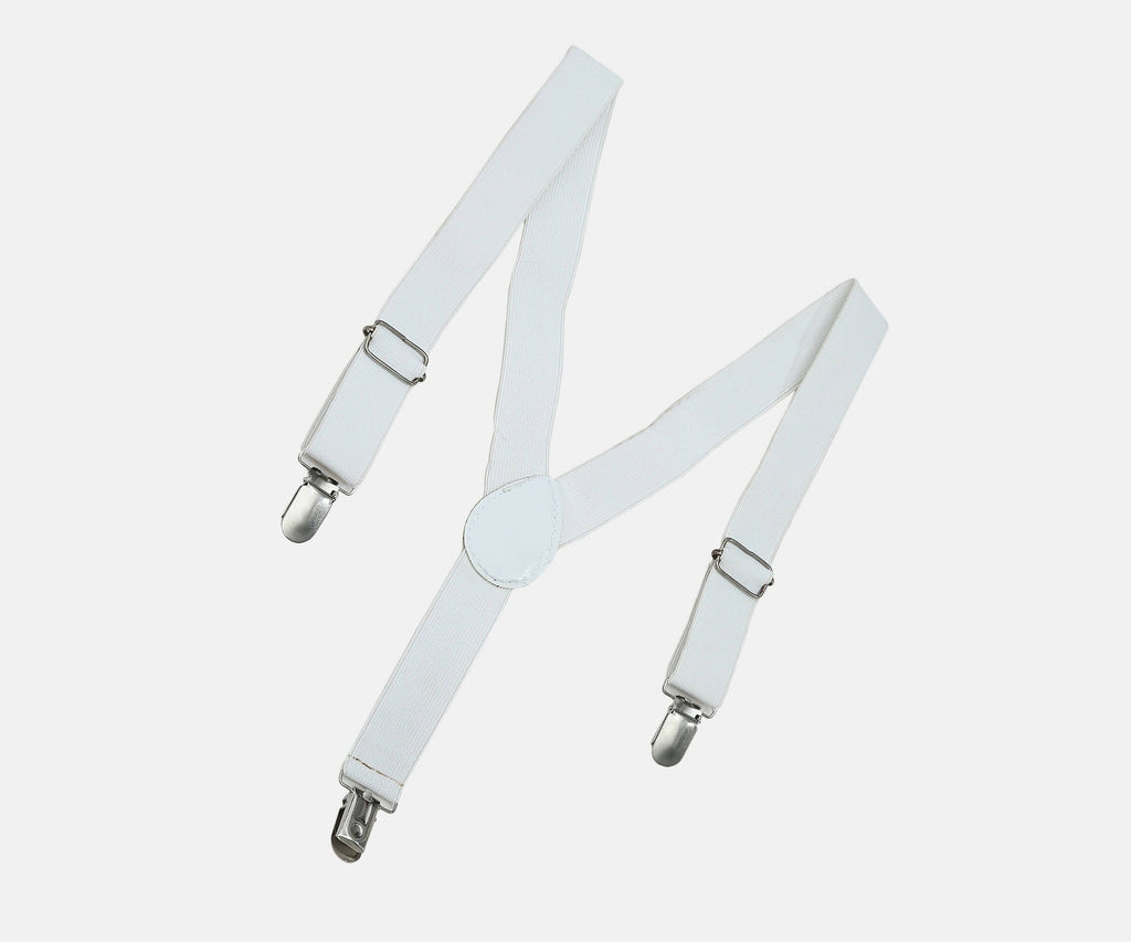 Manet Boys Solid Suspenders - White