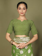 Shree Shyam Fashion Linen Cotton Green Saree - Distacart