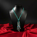 Joban Fashion Women Green Adjustable 2-Line Long Beaded Statement Necklace - Distacart