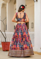 Wedding Partywear Colour Full Slim Georgette Lehengha Choli With Dupata - Agnidhara