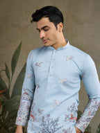 Vastranavya Sky Blue Exclusive Festival Wear Viscose Silk Thread & Sequence Embroidered Work Kurta