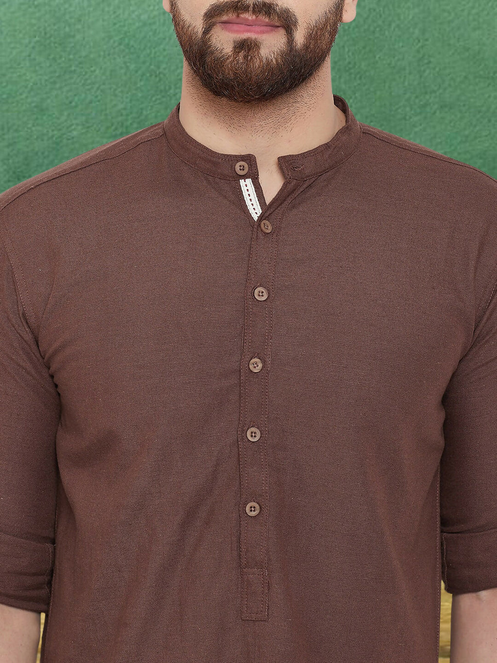 Even Apparels Men's Linen Brown Kurta