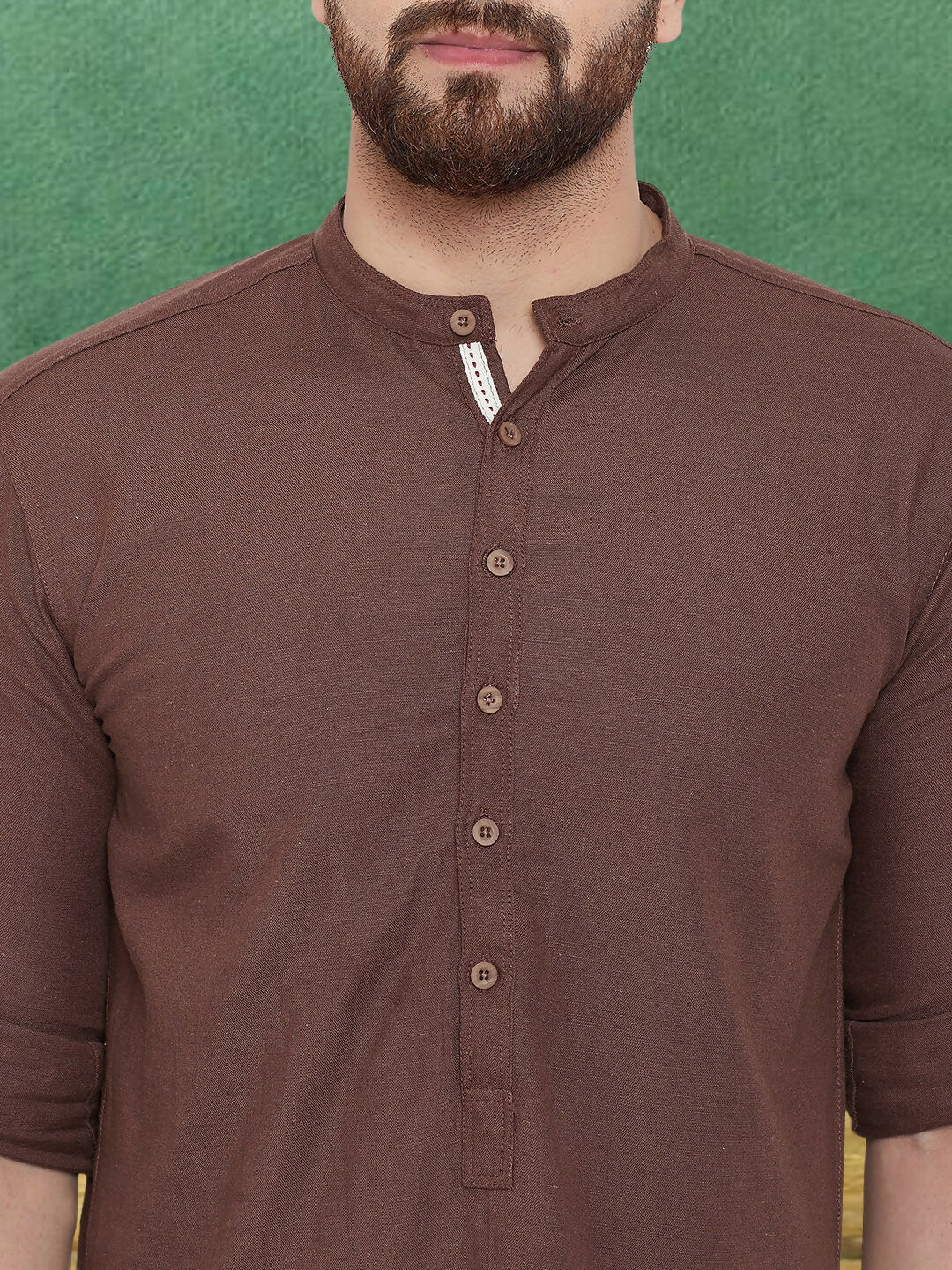 Even Apparels Men's Linen Brown Kurta