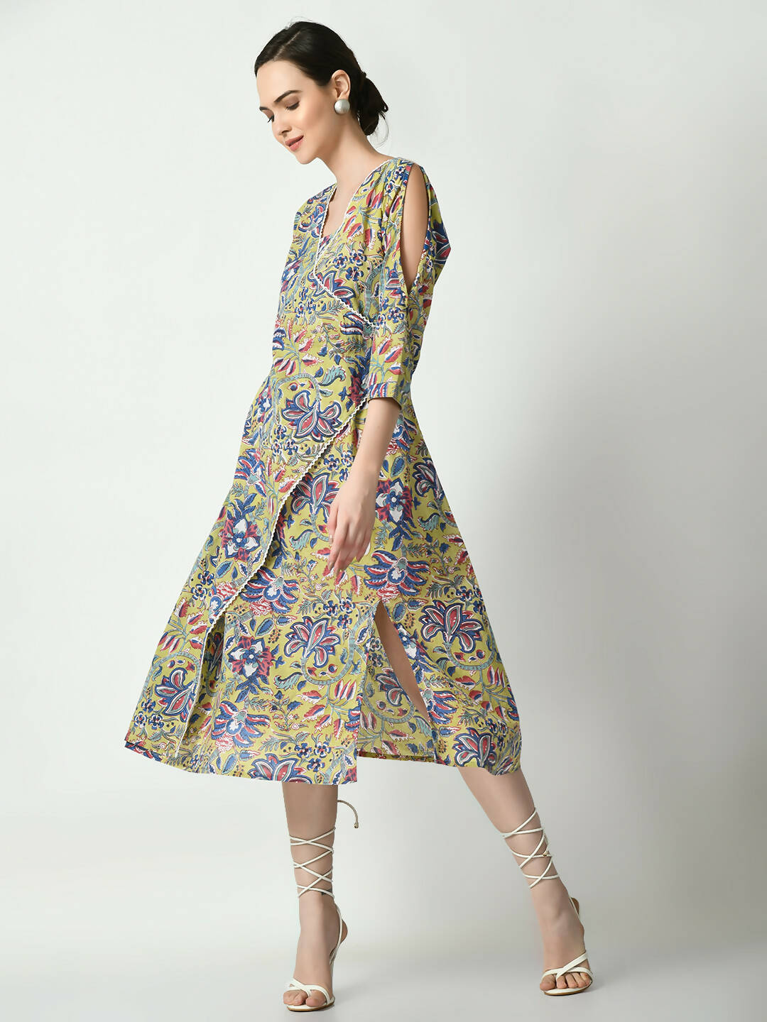 Myshka Women's Multi Floral Printed A-Line Dress - Distacart