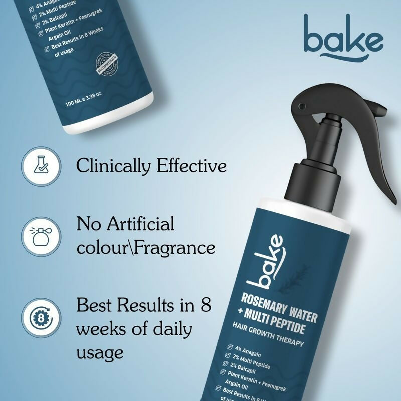Bake Rosemary Water Hair Growth Spray With 4% Anagain, 2% Baicapil, Plant Keratin