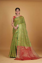 Green Silk Woven Design Saree With Unstitched Blouse Piece - Akshita