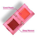 Gush Beauty Play Tint & Lip Stains - 2 in 1 Lip and Cheek Tint - Coarl Peach & Deep Maroon