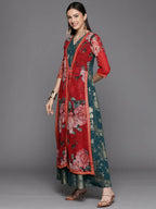 Ahalyaa Women's Green Crepe Gold Smoke Printed Dress - Distacart