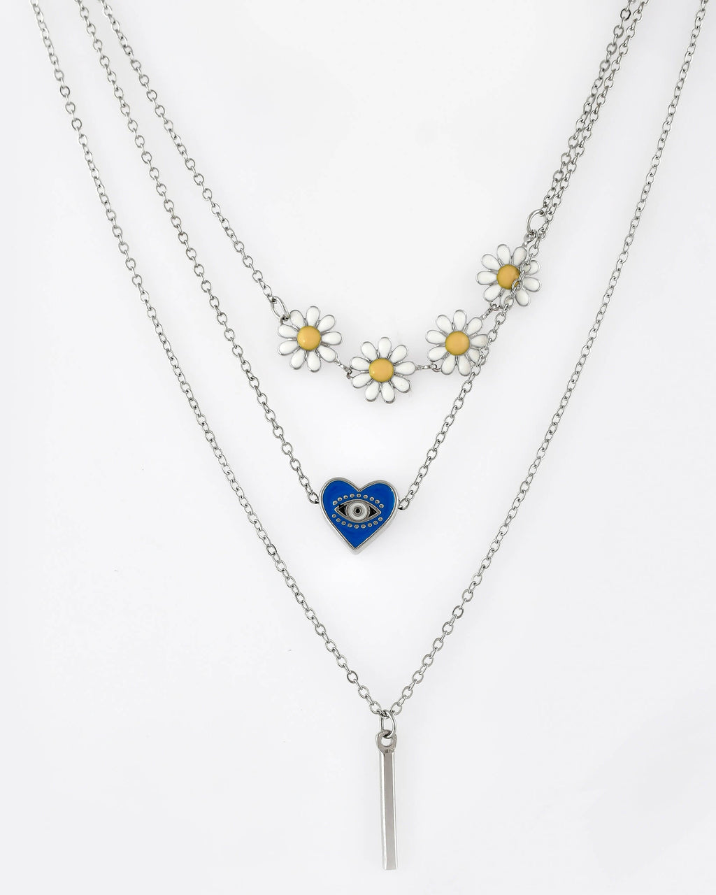 VOJ Beads Silver Plated Stainless Steel Layered Chain