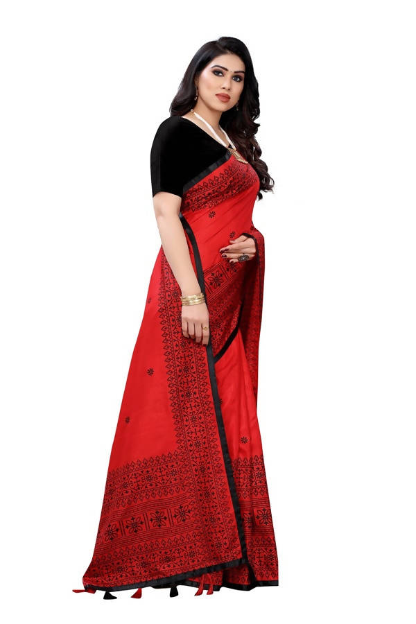 Vamika Red Sana Silk Printed Saree (Nihal Red)
