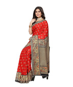 Vamika Red Printed Art Silk Saree