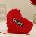 Tied Ribbons Valentine Gift With Heart Shape Pillow Fur Cushion (Red)