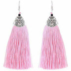 Muskan Fancy Long Yarn Pink Tassel Earrings