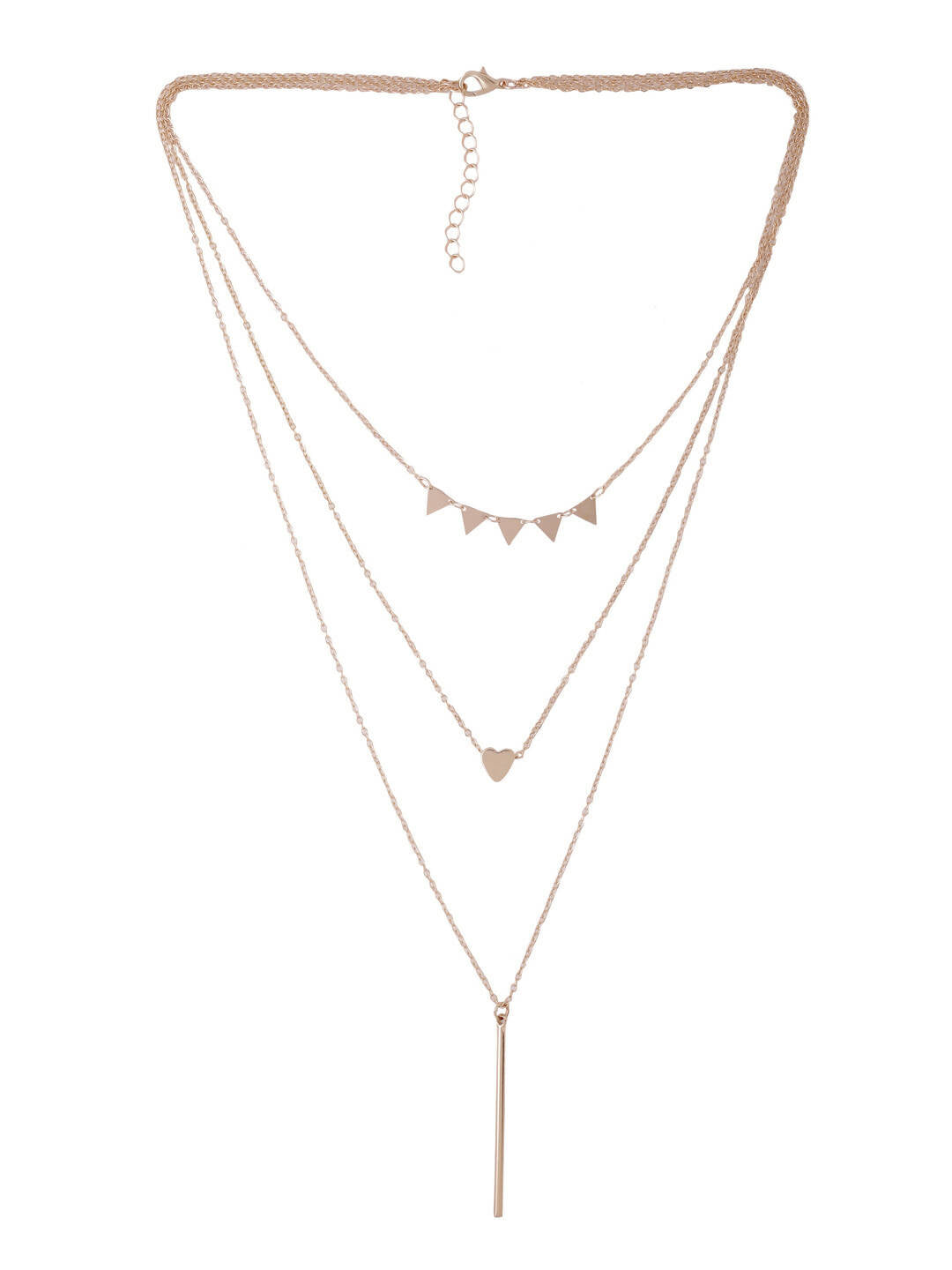 NVR Women's 3 Layered Gold-Polished Minimal Layered Necklace