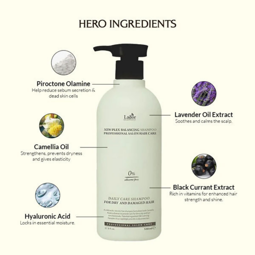 La'dor Newplex Balancing Shampoo - Scalp Soothing Korean Shampoo for Dry Hair