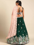 House of Panchhi Green Georgette Sequins and thread embroidery Lehenga choli & Dupatta
