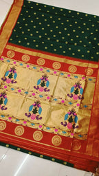 DEIANA'S Beautiful Designer Golden zari Soft Lichi Silk Saree - Green