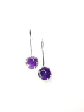 Bling Accessories Amethyst Semi Precious Natural Stone Long Drop Earrings