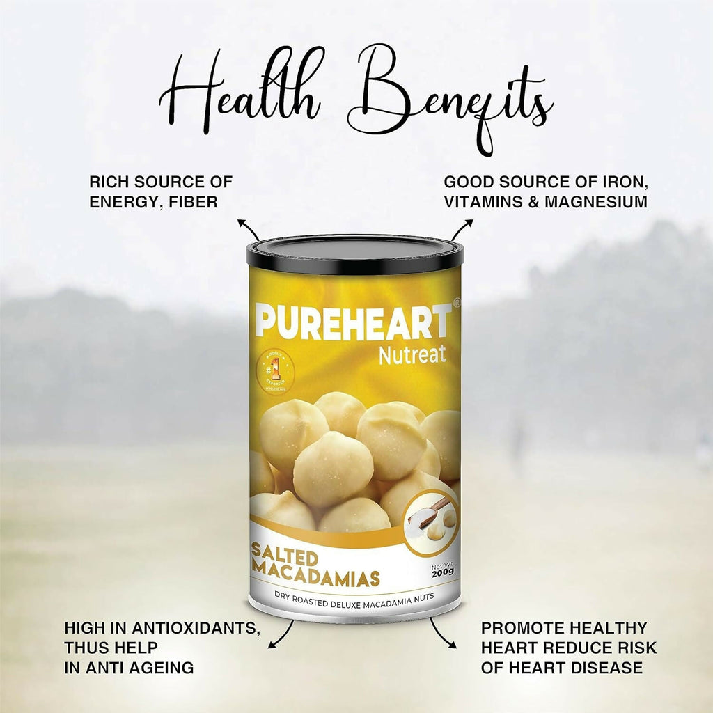 Pureheart Nutreat Salted Macadamia|Premium Dry Roasted Macadamia Nuts - Distacart