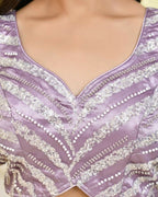 Amodini Designer Studio Heavy Work Lavendar Pearl Sleeveless Padded Blouse