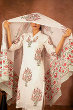 Joban Fashion Off White Pink Hand Block Printed Cotton Suit Set - Distacart