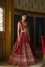 Jyoti Fashion Gorgeous Maroon Taffeta Satin Silk Sequins with Zari Thread & Coding Dori Embroidery Lehenga Choli with Dupatta