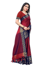 Vamika Banarasi Jacquard Weaving Red Saree (DHONI RED)