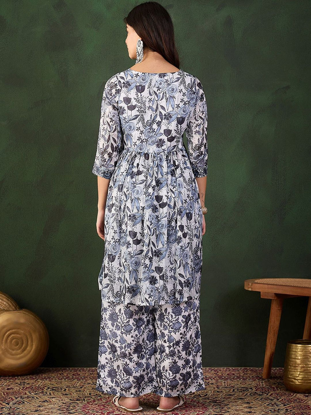 Sangria Printed Kurta With Palazzo