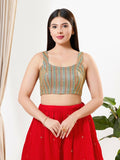 Joban Fashion Cobalt Blue Silk Padded Blouse With Square Neck Sleeveless - Distacart