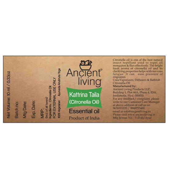 Ancient Living Kattrina Taila (Citronella Oil) Essential Oil