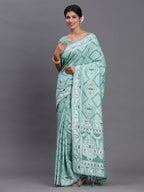 Shree Shyam Fashion Linen Cotton Sea Green Saree - Distacart
