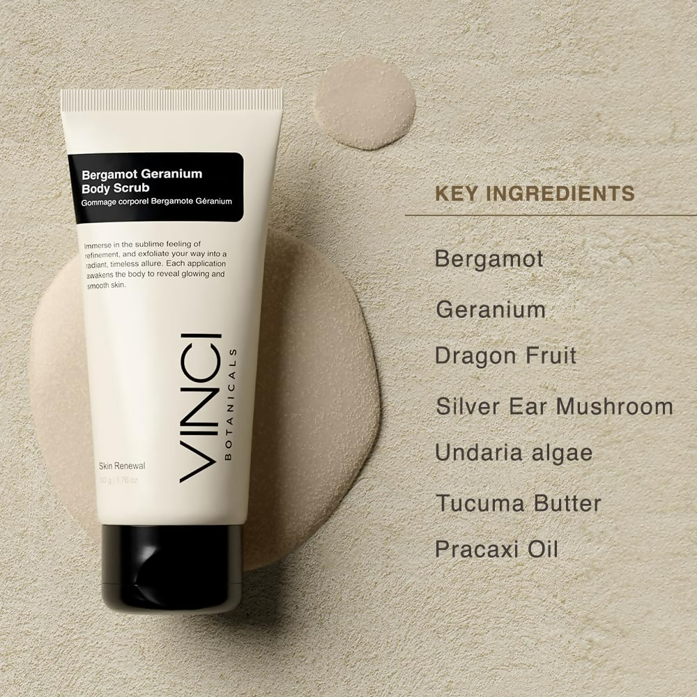 Vinci Botanicals Bergamot Geranium Body Scrub - Distacart
