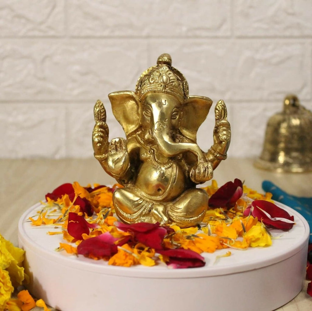 Artvarko Brass Lord Ganesha Ganpati Religious Statue Idol