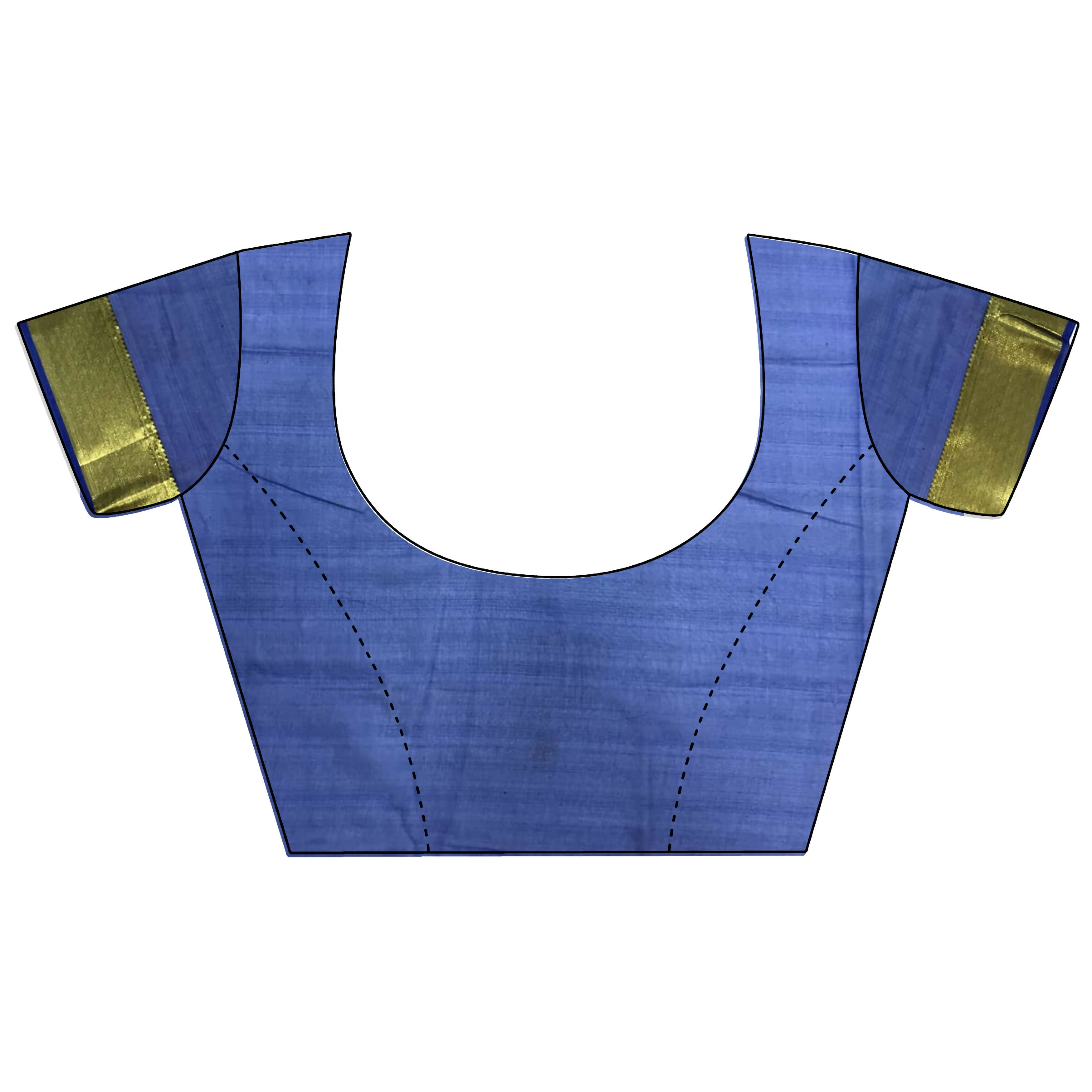 Joban Fashion Royal Blue Polka-Dot Zari Woven Organza Silk Banarasi Silk Saree - Distacart